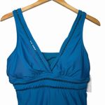 Time & Tru Womens Aqua Tankini Swim Top L 12-14 Adjustable Removable Cups Beach Photo 2