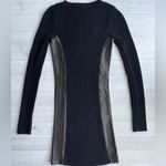 Theory Black Lambskin Leather Trim Long Sleeve Stretch Sweater Dress Size P/TP Photo 10