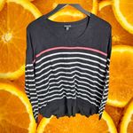 Torrid ‎ Women's Black White Stripe Pullover Ruffle Hem Sweater Size 00 Photo 1