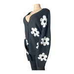 No Boundaries #823  Women's Medium Button-Front Floral Cardigan, Black Photo 4
