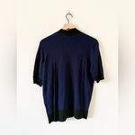 7th Avenue Short Sleeve Sweater with Neck Bow Detail in Navy and Black Size L Blue Size L Photo 2
