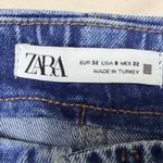 ZARA  High Waisted Wide Leg Denim Jeans Medium Wash Belted Size 0 Photo 5