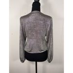 Anthropologie Shimmer Surplice Wrap Top Xs Pleated V-Neck Long Sleeve Dressy Photo 2