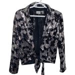 Chico's black and silver sequined front tie overshirt size M Photo 7