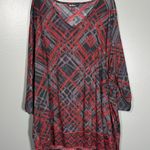 Ulla Popken Red & Black Plaid Grunge Shift Dress Photo 0
