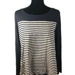 Pink Blush Maternity Beige Black Stripe Flowy Long Sleeve Blouse Size Large Photo 0