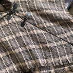 st. john's bay St. John’s Bay Plaid Tweed Asymmetrical Wrap with toggle Closure. Size Medium Photo 5