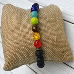 Boutique Lava Stone & 7 Chakra Healing Stones Adjustable Bracelet New Photo 1