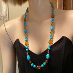 J.O.A. Rivers Dyed Turquoise/Amber Glass Necklace Photo 3