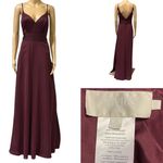 David's Bridal Wine Spaghetti Strap Bridesmaid Maxi Formal Dress Womens 10 Photo 1