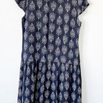 Garnet Hill Summer Day Navy Print Lined Drop Waist Dress Photo 7