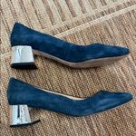 Karl Lagerfeld  Navy Velvet Now Silver Block Heel Loafers US 9.5 Photo 1