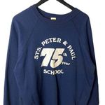 Vintage 70s 80s Velva Sheen STS Peter & Paul School Sweatshirt L 75th Year USA Blue Size L Photo 0