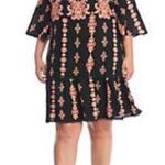 Luxology  lux Plus Size Bell Sleeve Printed Shift Dress black Size 18w nwot boho Photo 0