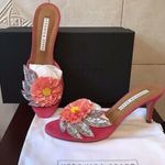 Veronica Beard NEW  Sequined flower suede mules Barbie pink Photo 6