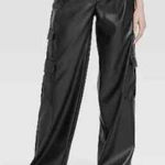A New Day  Black Faux Leather Cargo Straight Leg Pants Size 4 Photo 0