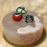 Sterling Silver Floral & Striped Glass 925 Bead Charms Photo 7