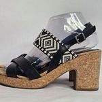 BOC Calissa Leather/Fabric Platform Sandal Black/White Tribal Strap Heel Size 8M Black Photo 0