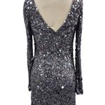 Aidan Mattox NWT Silver Fully Sequined Party Dress Long Sleeve Mini Dress Sz 4 Photo 2