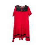 Eloquii NWT  14 Studio Dress red black mesh sheath fit flare bustier top Short Photo 6