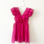 Anthropologie NWT ENTRO kristen v-neck ruffle sleeve mini dress Small‎ PINK Fuschia Photo 6