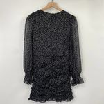 VICI  Polka Dot Ruched Mini Dress Long Puff Sleeve Black White NEW Womens Medium Photo 4