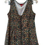 Bongo Y2K Zip Front Sleeveless Top Retro Print Stretch Knit Large Photo 0