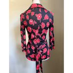 Diane Von Furstenberg Vintage  Silk Floral Wrap Top Blouse Red Black boo whimsi 8 Photo 1