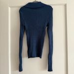 Dazy Blue Ribbed Women's Ribbed Knit Polo Collared Long Sleeve Top XSmall NEW Size XS Photo 4