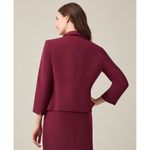 Kasper  Womens Petite Stretch Crepe Shawl-Collar Open-Front Burgundy Blazer 10P Photo 2