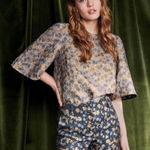 Sézane  Gabrielle Blouse, Jacquard Floral, FR36/US4 Photo 0