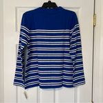 Talbots  blue white stripe mock neck long sleeve shirt Medium Photo 12