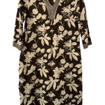Max Brown Cream Floral Tunic Dress Size M/L Boho India Made Kurta Style Black Size M Photo 0