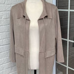 Michael Shannon SHAN Womans Faux Suede Light Weight Taupe Front Tie Collared Jacket size 6 Photo 0
