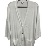 J.Jill Oversized Grandpa Sweater Solid White VNeck Long Sleeve Size XL Photo 0