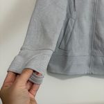 90 degrees Athletic Active Size Medium Gray Ribbed Zip Up Hooded Sweatshirt Photo 3