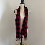Cashmere Flannel Scarf Fringe Red Black Plaid Preppy Soft Academia Lumberjane Photo 2