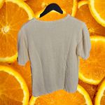 Vintage Yellow Floral Embroidered Scalloped Edges Pullover Short Sleeve Sweater Size M Photo 2