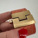 Leighelena Womens Genuine Leather Stingray Wide Jigsaw Cuff Bracelet Orange Tan Photo 9