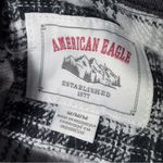 American Eagle NEW AEO Black & White Cozy Cabin Flannel Hoodie Button Down Shirt size Medium Photo 11