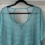 Lane Bryant Teal & White Striped Lightweight Tee, Size 18/20 Photo 1