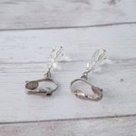 Vintage Clip On Earrings Clear Bead Duo Dangle Silver Photo 2
