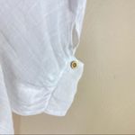 SheIn Bat Wing Button Front Swing Blouse White XS Semi Sheer Photo 6