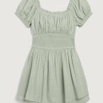 Hollister On or Off Shoulder Smocked Waist Romper Sage Green Photo 0