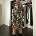 N°21 Numero Ventuno Leopard Print Long Sleeve Shift Dress Cream/Black Size 42 Photo 2