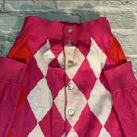 Lacoste VTG  Size 34 XS Pink/Orange Argyle Button Up Fitted Cardigan Sweater Photo 9