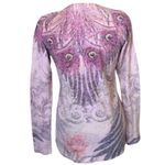 American Age Sparkly Burn out Tee with peacock feathers size M Photo 1