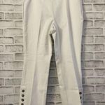 Women’s Saks Fifth Avenue white ankle cropped white button accents pants 12 Photo 0
