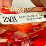 ZARA  Sharon Red Pink Floral Mini Babydoll Swing Tiered Boho Dress Size  XS Photo 9