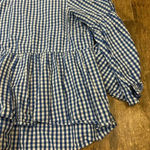Who What Wear  Blue and White Plaid babydoll top Photo 4